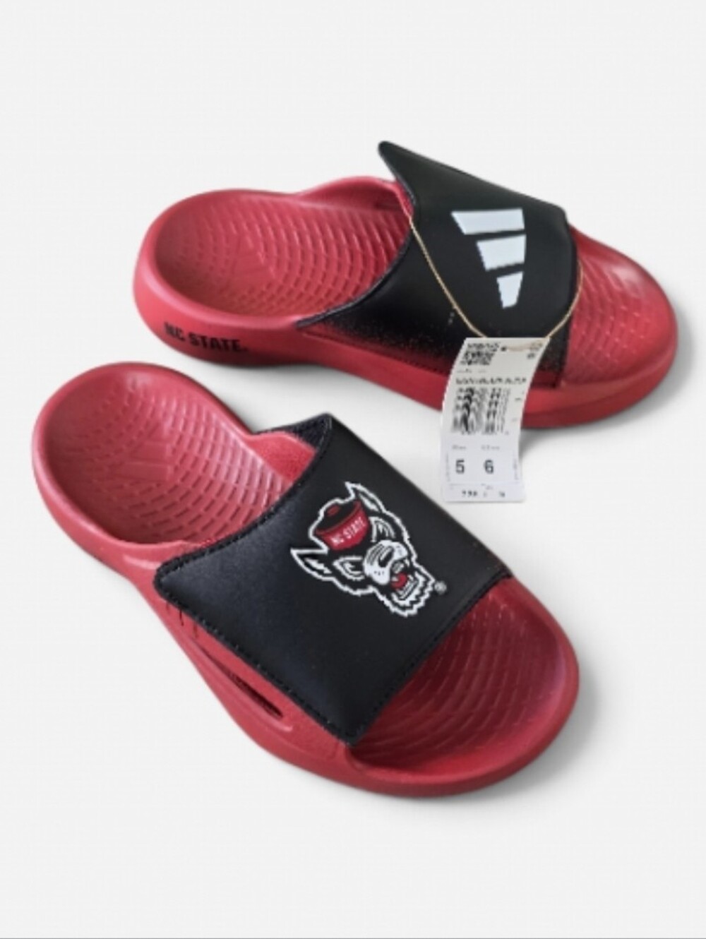 Adidas NCAA NC State Wolfpack Lightblaze Slides Red Black Women's 6 Men's 5